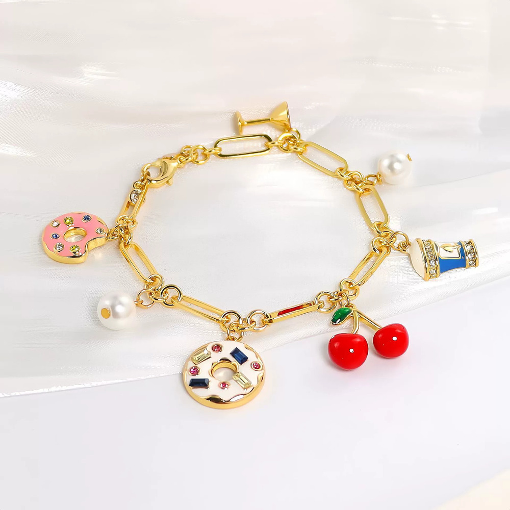 Kendra Scott Bracelet Gold Plated Copper Pearl Strawberry Lemon Cherry
